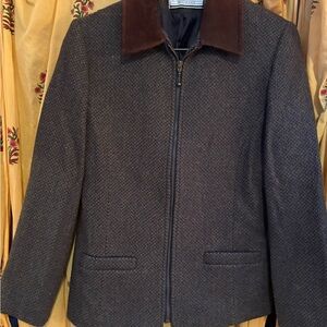 Beacon Brown Leather Jacket with Dark Collar